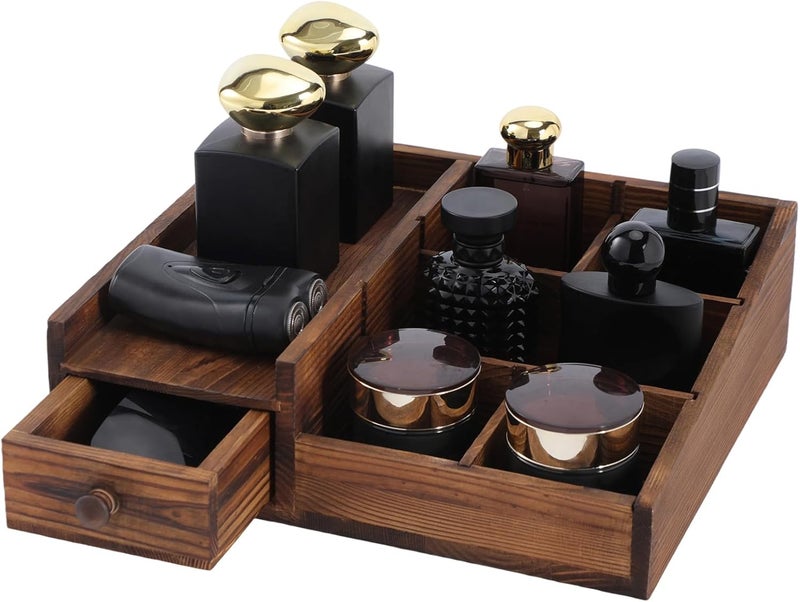 Forest Angle Organizer For Men,Bathroom Countertop Organizers,Perfume Organizer,Cologne Organizers,Bathroom Storage,Perfume Stand,Gifs For Men,Mens Valentines Day Gifts,Adjustable Partition(Bourbon Brown) - Image 1